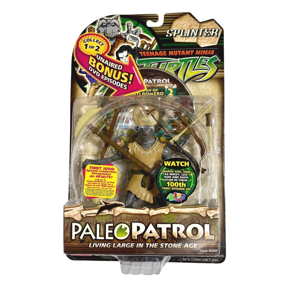 SPLINTER Paleo Patrol Teenage Mutant Ninja Turtles 2006 Figure+ Bonus DVD